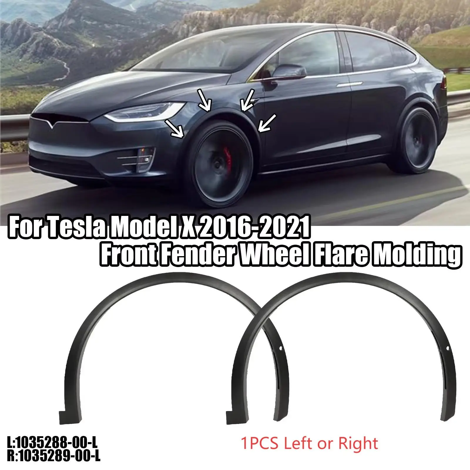 For 2016-2021 Tesla Model X Car Front Fender Wheel Flare Arch Molding Left Right 1035288-00-L 1035289-00-L ABS Accessories
For 2016-2021 Tesla Model X Car Front Fender Wheel Flare Arch Molding Left Right 1035288-00-L 1035289-00-L ABS Accessories