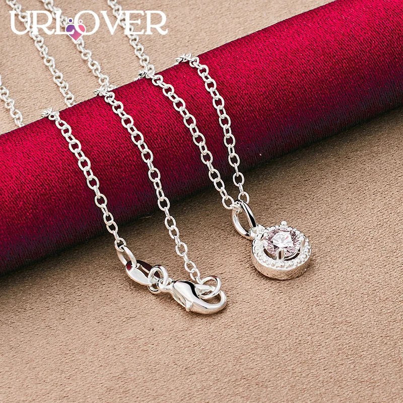 URLOVER 925 Sterling Silver Necklace For Woman Small Round Zircon Crystal Pendant Necklaces Fashion Party Wedding Charm Jewelry
URLOVER 925 Sterling Silver Necklace For Woman Small Round Zircon Crystal Pendant Necklaces Fashion Party Wedding Charm Jewelry