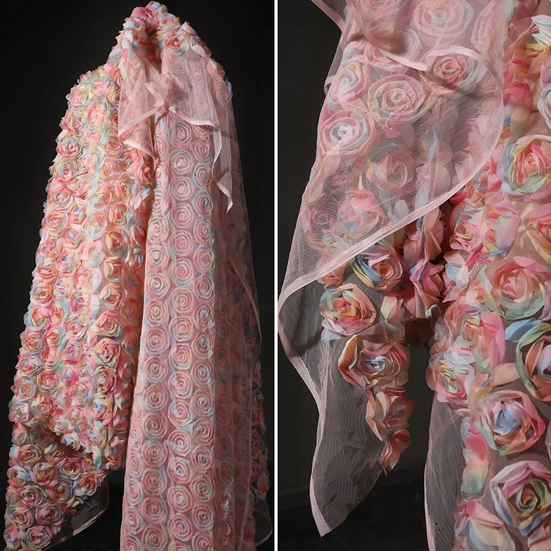 Chiffon Rose Embroidered Flower Yarn Fabric 3D Rose Floral Tulle Designer Fabric For Diy Dress Wedding Background Decor
Chiffon Rose Embroidered Flower Yarn Fabric 3D Rose Floral Tulle Designer Fabric For Diy Dress Wedding Background Decor