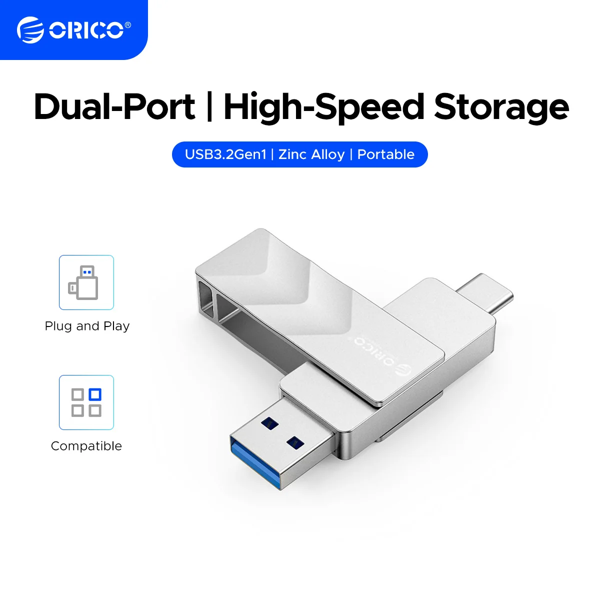 ORICO USB Flash Drive USB3.2 Gen1 150MB/s Dual USB-C & USB-A Mini Thumb Drive Memory Sticks for iPhone 15/16/17 Series
ORICO USB Flash Drive USB3.2 Gen1 150MB/s Dual USB-C & USB-A Mini Thumb Drive Memory Sticks for iPhone 15/16/17 Series