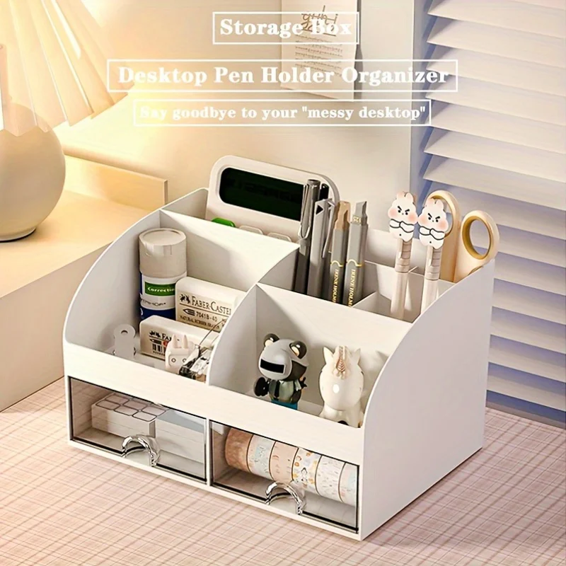 6-compartment Desk Organizer with 2 Drawers, Plastic Cosmetic Storage, Desktop Organizer Set, Pencil Holder, Perfect for Storage
6-compartment Desk Organizer with 2 Drawers, Plastic Cosmetic Storage, Desktop Organizer Set, Pencil Holder, Perfect for Storage