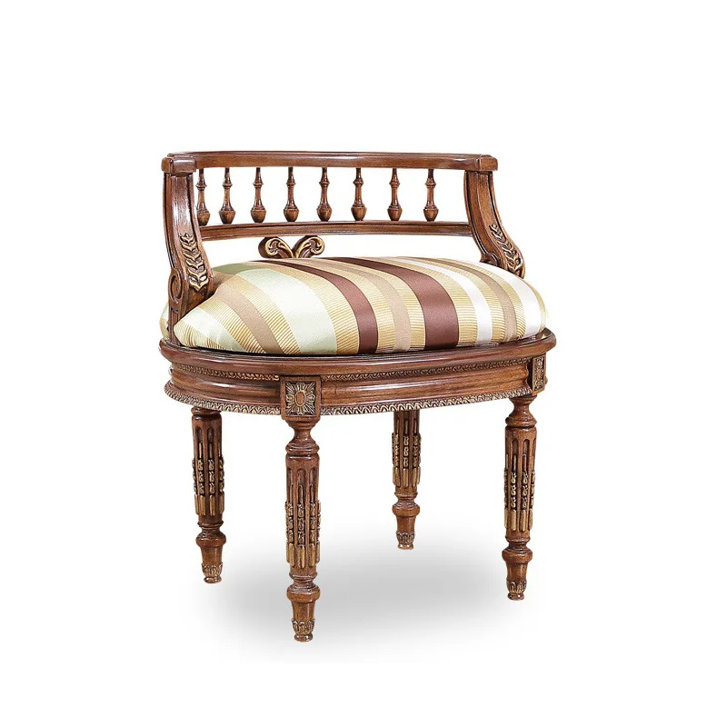 European dressing stool retro dressing stool makeup chair solid wood fabric backrest
European dressing stool retro dressing stool makeup chair solid wood fabric backrest