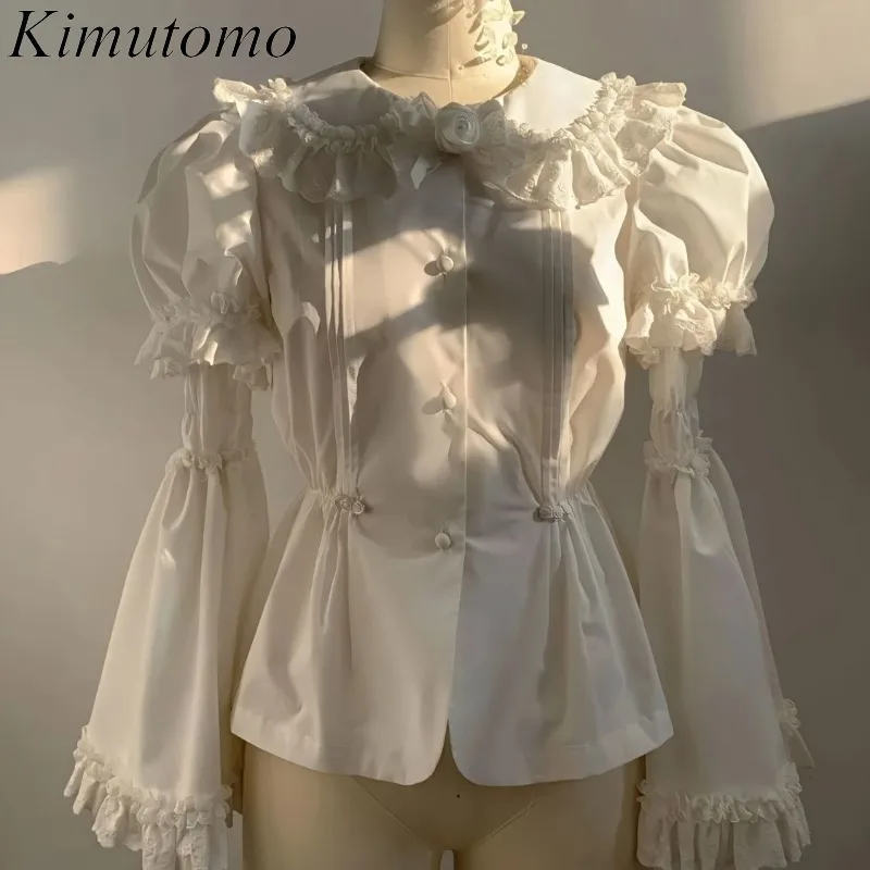 Kimutomo Shirts Women Lolita Style Peter Pan Collar Lace Patchwork Ruffles Puff Sleeve JK Blouse Y2k Gothic Party Vintage Tops
Kimutomo Shirts Women Lolita Style Peter Pan Collar Lace Patchwork Ruffles Puff Sleeve JK Blouse Y2k Gothic Party Vintage Tops