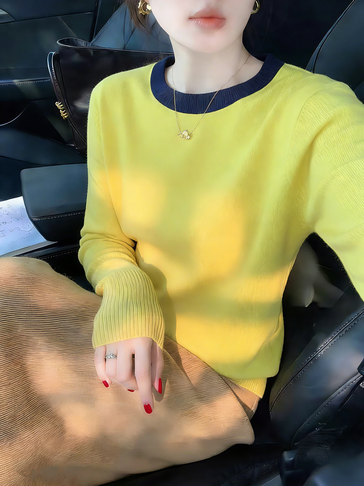Soft Cozy round Neck Color Block Knitwear Casual Long Sleeve Spring Fashionable Comfortable Top Versatile Base Layer Shirt
Soft Cozy round Neck Color Block Knitwear Casual Long Sleeve Spring Fashionable Comfortable Top Versatile Base Layer Shirt