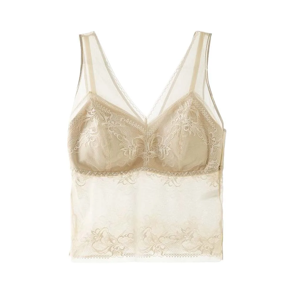 Mesh Flower Slim Lace Crop Top Bottoming Shirt V Neck Transparent Girl's Vest Top Sweet Vest Camisole with Pads Lady
Mesh Flower Slim Lace Crop Top Bottoming Shirt V Neck Transparent Girl's Vest Top Sweet Vest Camisole with Pads Lady