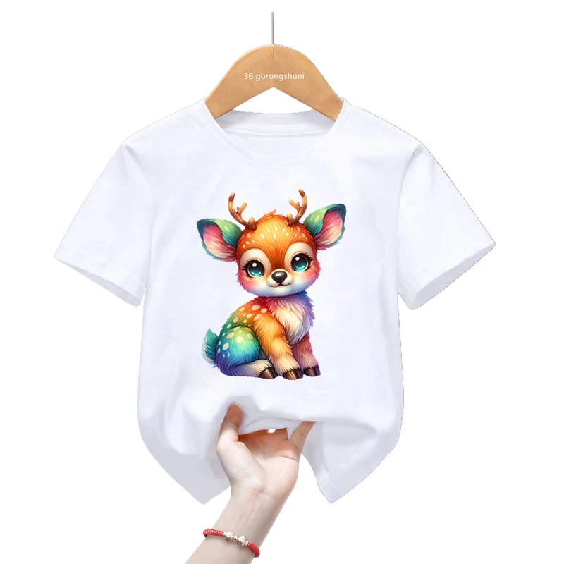 Rainbow Giraffe/Deer Animal Print Pink T Shirt Girls/Boys Children'S Clothing Harajuku Shirt Kawaii Kids Clothes Summer T-Shirt
Rainbow Giraffe/Deer Animal Print Pink T Shirt Girls/Boys Children'S Clothing Harajuku Shirt Kawaii Kids Clothes Summer T-Shirt