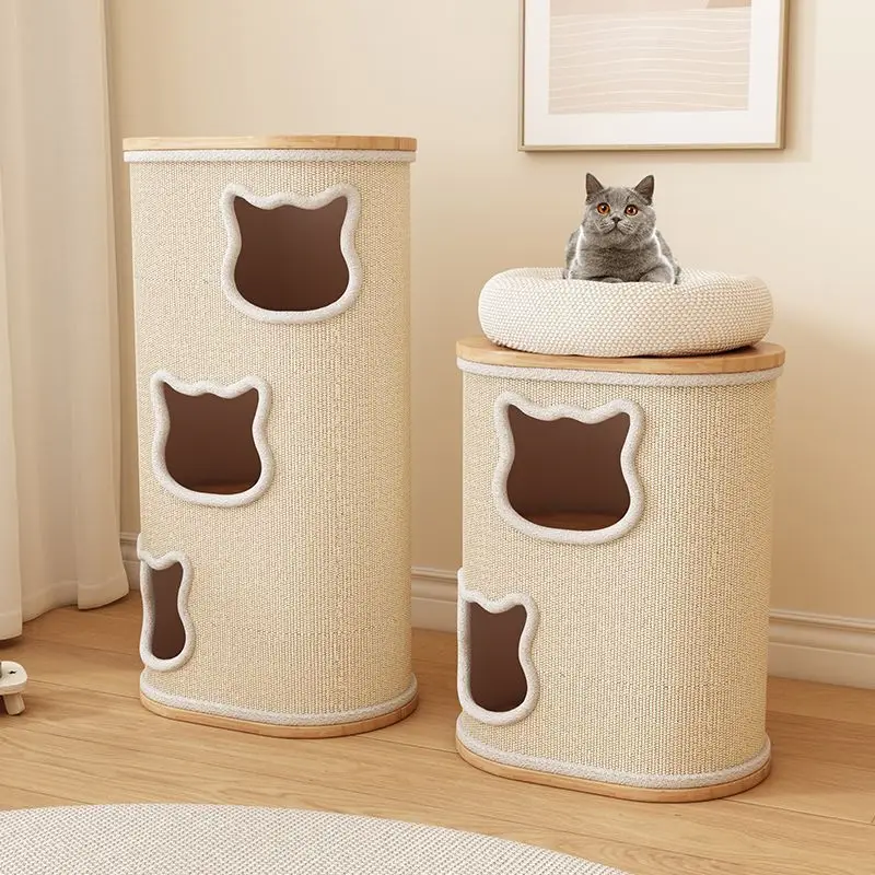 Solid wood sisal barrel household small apartment does not occupy a tree hole cat nest
Solid wood sisal barrel household small apartment does not occupy a tree hole cat nest