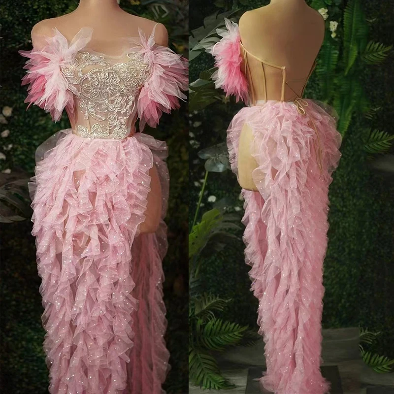Pink Feather Long Evening Dress Sexy Slim Fit Party Dress Female Singer Nightclub Bar Dj Performance Stage Costumes DN18522
Pink Feather Long Evening Dress Sexy Slim Fit Party Dress Female Singer Nightclub Bar Dj Performance Stage Costumes DN18522