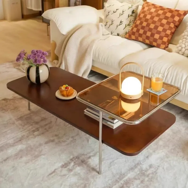 Coffee table, glass antique solid wood table, rectangular living room side table
Coffee table, glass antique solid wood table, rectangular living room side table