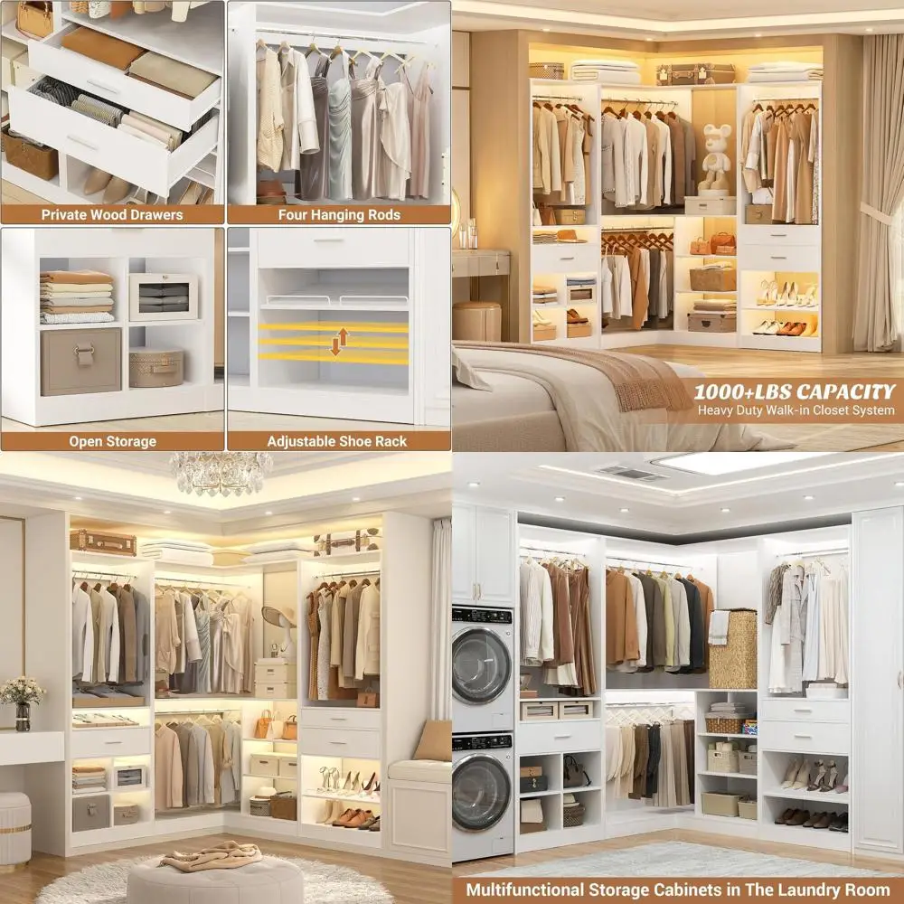 86 Inch Adjustable Wooden Closet Organizer with Hanging Rods and Shelves, Freestanding Walk-in Closet Tower, White
86 Inch Adjustable Wooden Closet Organizer with Hanging Rods and Shelves, Freestanding Walk-in Closet Tower, White