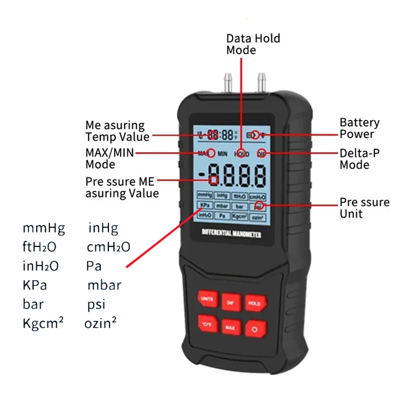 K20 Gas Meter Digital Manometer Air Pressure Meter Differential Pressure Gauge tool Natural Negative Air pressure Gauge detector
K20 Gas Meter Digital Manometer Air Pressure Meter Differential Pressure Gauge tool Natural Negative Air pressure Gauge detector