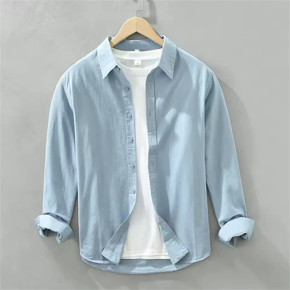 2025 hot men solid color long sleeve regular linen shirt multi-color linen plain shirt young man working top autumn men's clothi
2025 hot men solid color long sleeve regular linen shirt multi-color linen plain shirt young man working top autumn men's clothi