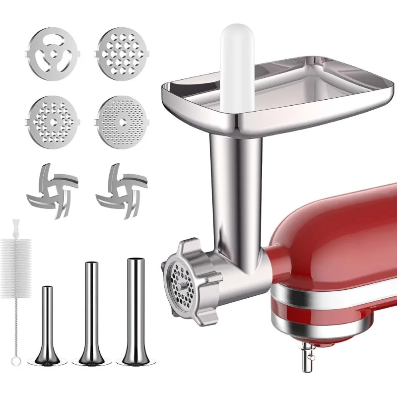 Металлическая насадка для мясорубки для миксера KitchenAid с 4 пластинами, 3 колбасными трубками, 2 лезвия
Металлическая насадка для мясорубки для миксера KitchenAid с 4 пластинами, 3 колбасными трубками, 2 лезвия