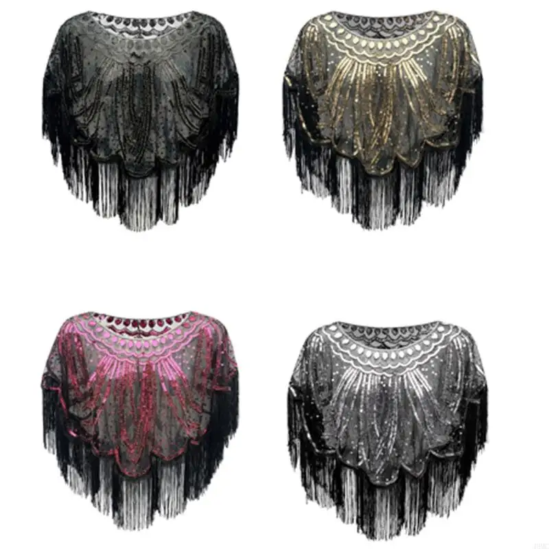 49MC Vintage Evening Shoulder Wrap Wearable Shawl Feature Shimmering Sequins And Flowing Fringe For Women
49MC Vintage Evening Shoulder Wrap Wearable Shawl Feature Shimmering Sequins And Flowing Fringe For Women
