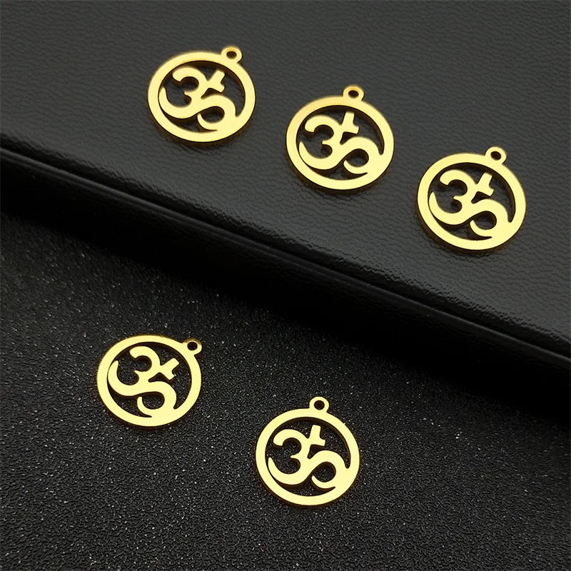 5PCS OM Mandala Yoga Buddhist Hinduism Pendants Women Men Stainelss Steel Gold Color DIY Handmade Necklace Earrings Jewelry1830- 
5PCS OM Mandala Yoga Buddhist Hinduism Pendants Women Men Stainelss Steel Gold Color DIY Handmade Necklace Earrings Jewelry1830-