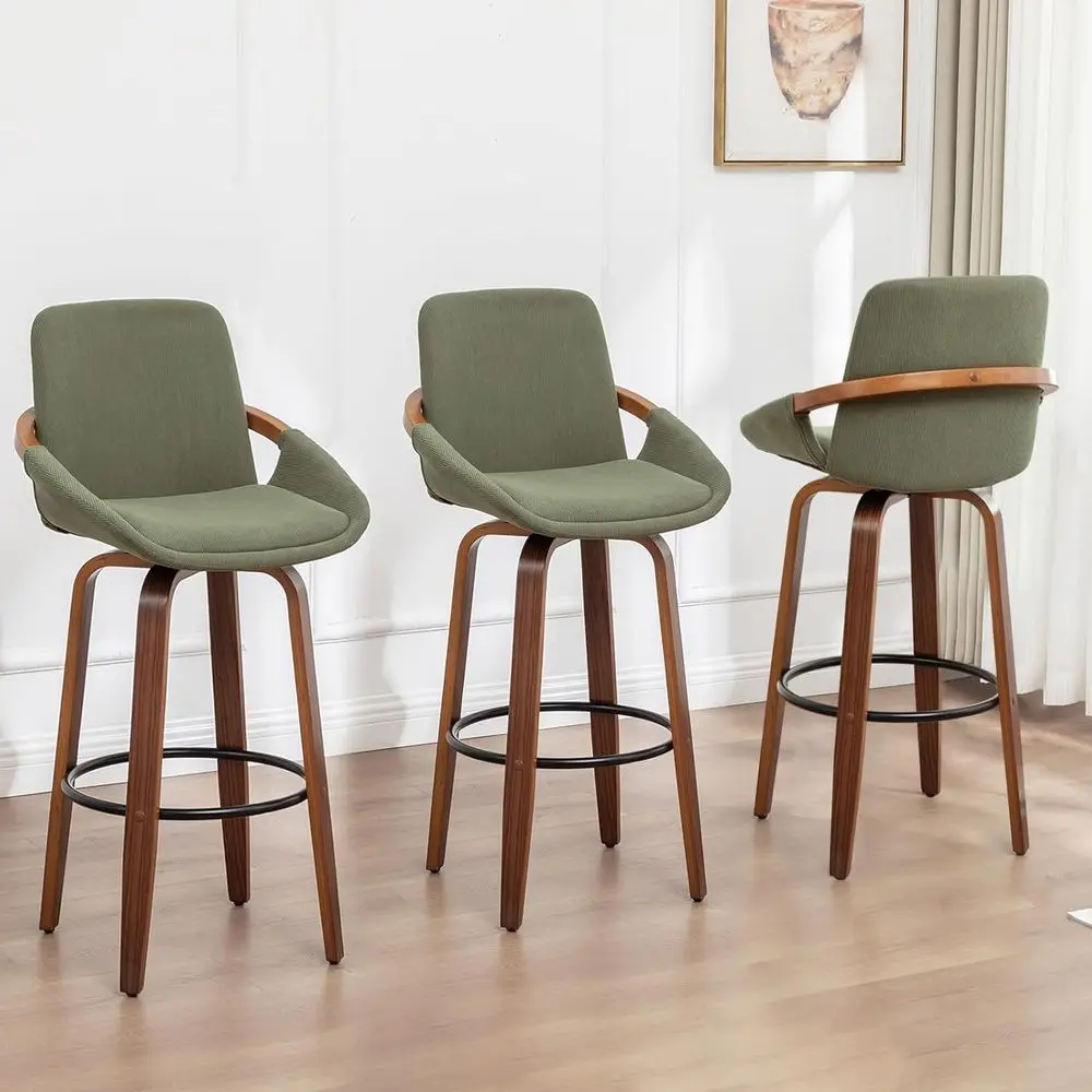 Набор из 3-х зеленых барных стульев с обивкой из вельвета и основанием из орехового дерева для домашнего бара
Набор из 3-х зеленых барных стульев с обивкой из вельвета и основанием из орехового дерева для домашнего бара