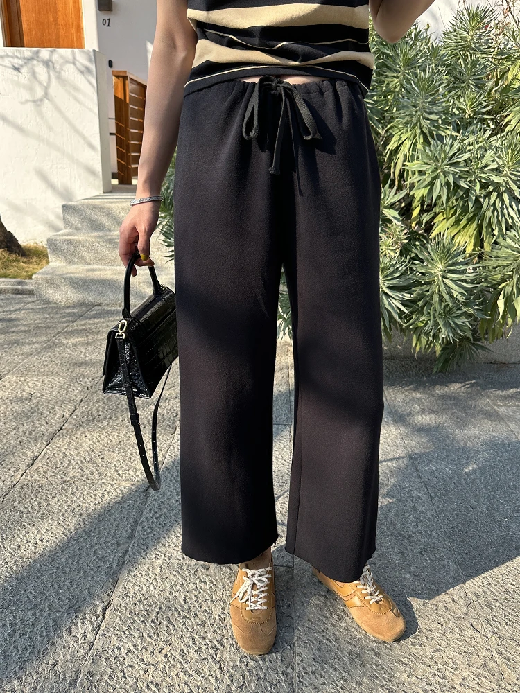 Casual Loose Wide Leg Pants Women's Nine Points Drapey Lazy Style High Waist Drawstring Straight Cut Trousers Summer New
Casual Loose Wide Leg Pants Women's Nine Points Drapey Lazy Style High Waist Drawstring Straight Cut Trousers Summer New