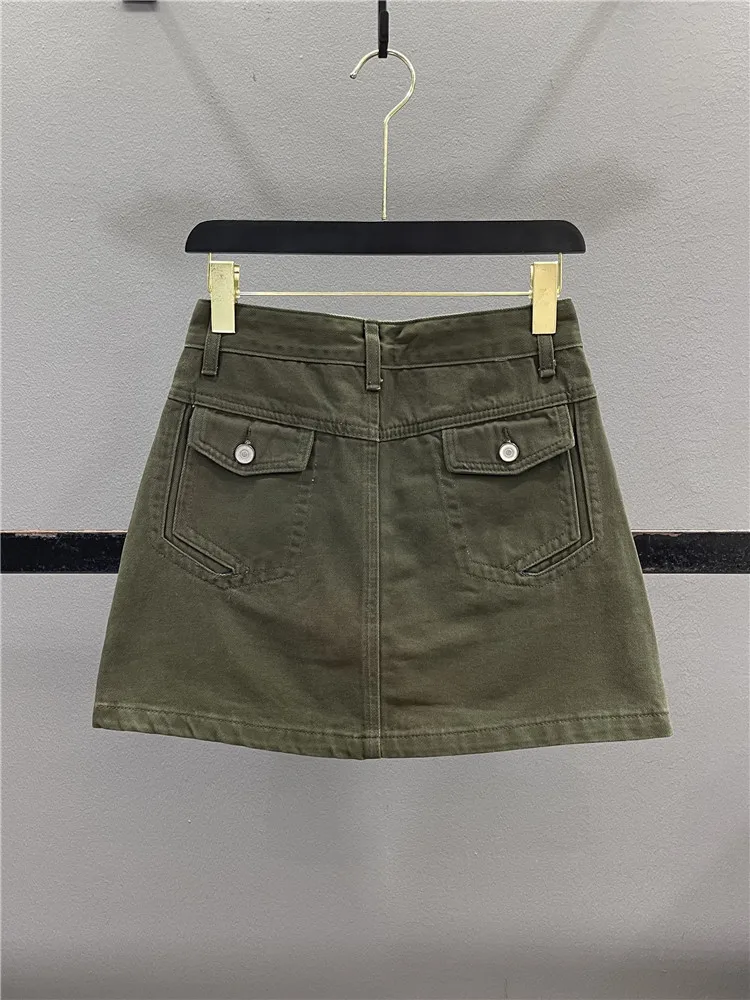Military Green Denim Skirt Women's Low Waist A-Line Wrap Body Casual Short Skirt Summer 2026 American Style
Military Green Denim Skirt Women's Low Waist A-Line Wrap Body Casual Short Skirt Summer 2026 American Style