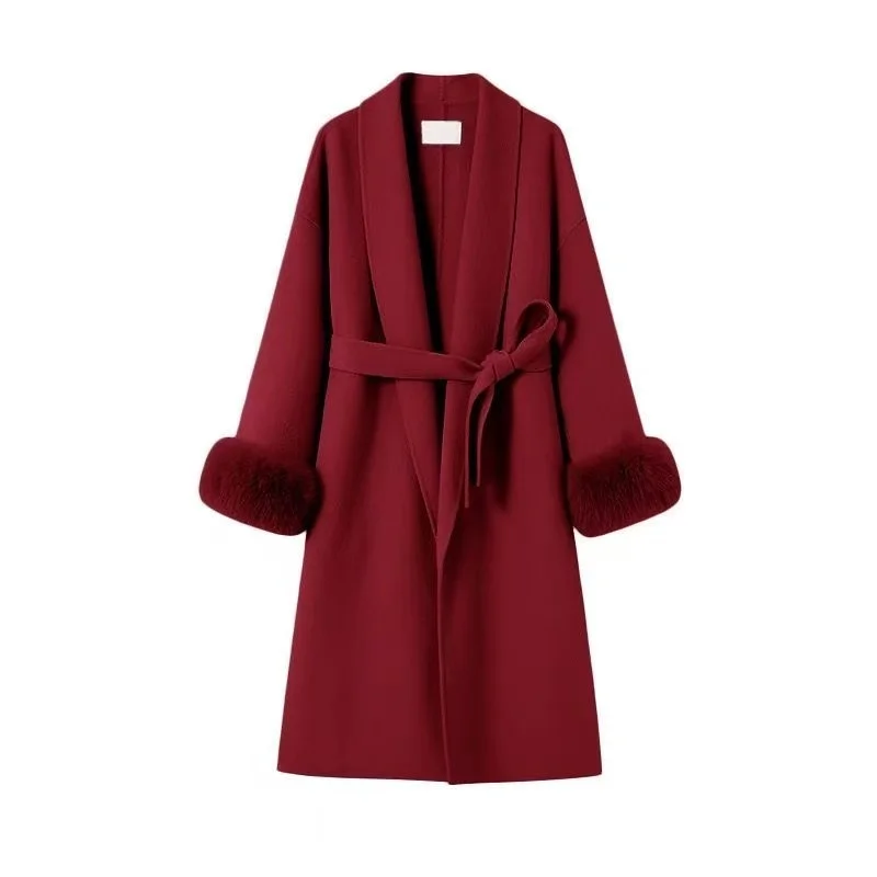 Новое черное двустороннее кашемировое пальто оверсайз из меха лисы со съемным воротником для женщин, зимнее, в корейском стиле, с поясом, шерстяное
Новое черное двустороннее кашемировое пальто оверсайз из меха лисы со съемным воротником для женщин, зимнее, в корейском стиле, с поясом, шерстяное