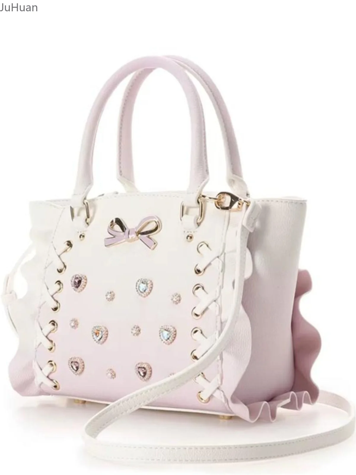 Japanese Cross Lolita Handbags Female Gradual Change Color Rhinestone Gemstone Mine Tie Bow Portable Oblique Span Tote Bags Girl
Japanese Cross Lolita Handbags Female Gradual Change Color Rhinestone Gemstone Mine Tie Bow Portable Oblique Span Tote Bags Girl