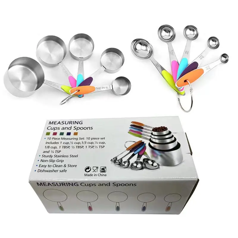 360 Stainless Steel Color Silicone Handle Measuring Cup Measuring Spoon Set With Scale Measuring Spoon Baking Measuring Spoon
360 Stainless Steel Color Silicone Handle Measuring Cup Measuring Spoon Set With Scale Measuring Spoon Baking Measuring Spoon
