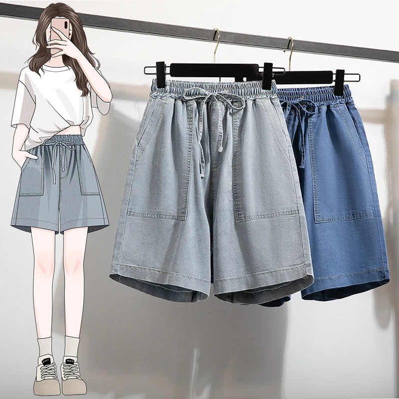 plus Size Women's Slimming Drawstring Five-Quarter Jeans Summer Thin Wide Leg Short Pants High Waist Rinsed Denim Trousers
plus Size Women's Slimming Drawstring Five-Quarter Jeans Summer Thin Wide Leg Short Pants High Waist Rinsed Denim Trousers
