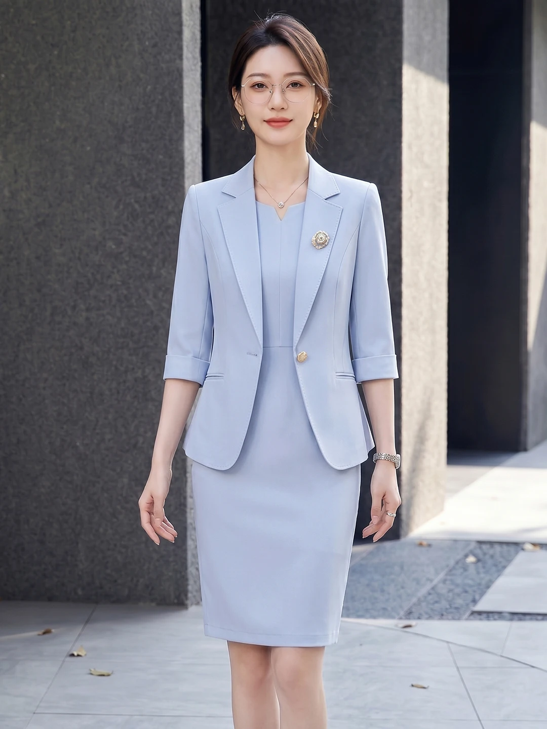 Light Blue Seven-Quarter Sleeve Suit Jacket Women's Dress Two-Piece Set Spring High-End Professional Workwear Formal Western ...
Light Blue Seven-Quarter Sleeve Suit Jacket Women's Dress Two-Piece Set Spring High-End Professional Workwear Formal Western ...