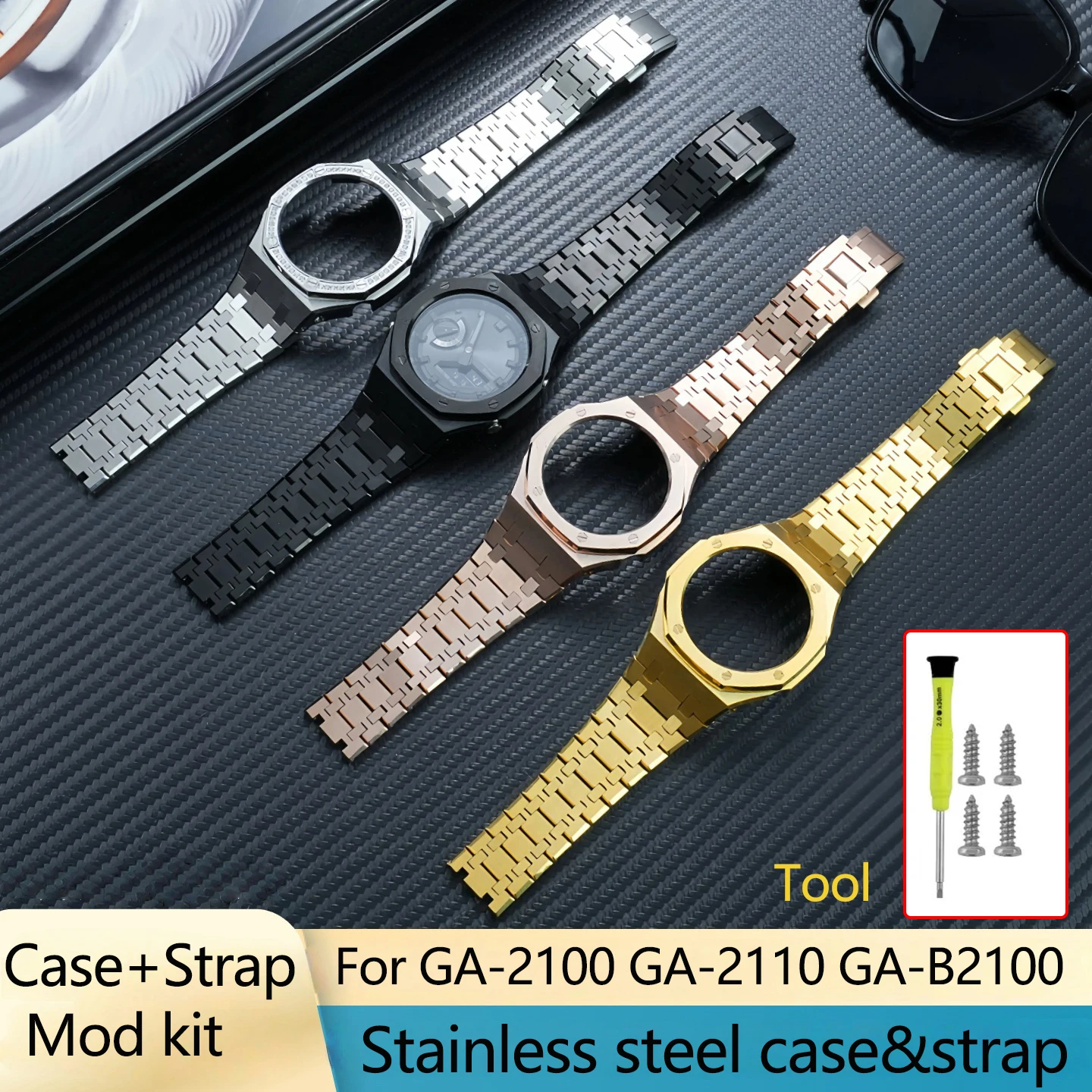 Stainless Steel case mod kit For Casio watchs GA2100/2110 GA-B2100 metal Brushed Case band replacement,men’s watch accessories
Stainless Steel case mod kit For Casio watchs GA2100/2110 GA-B2100 metal Brushed Case band replacement,men’s watch accessories