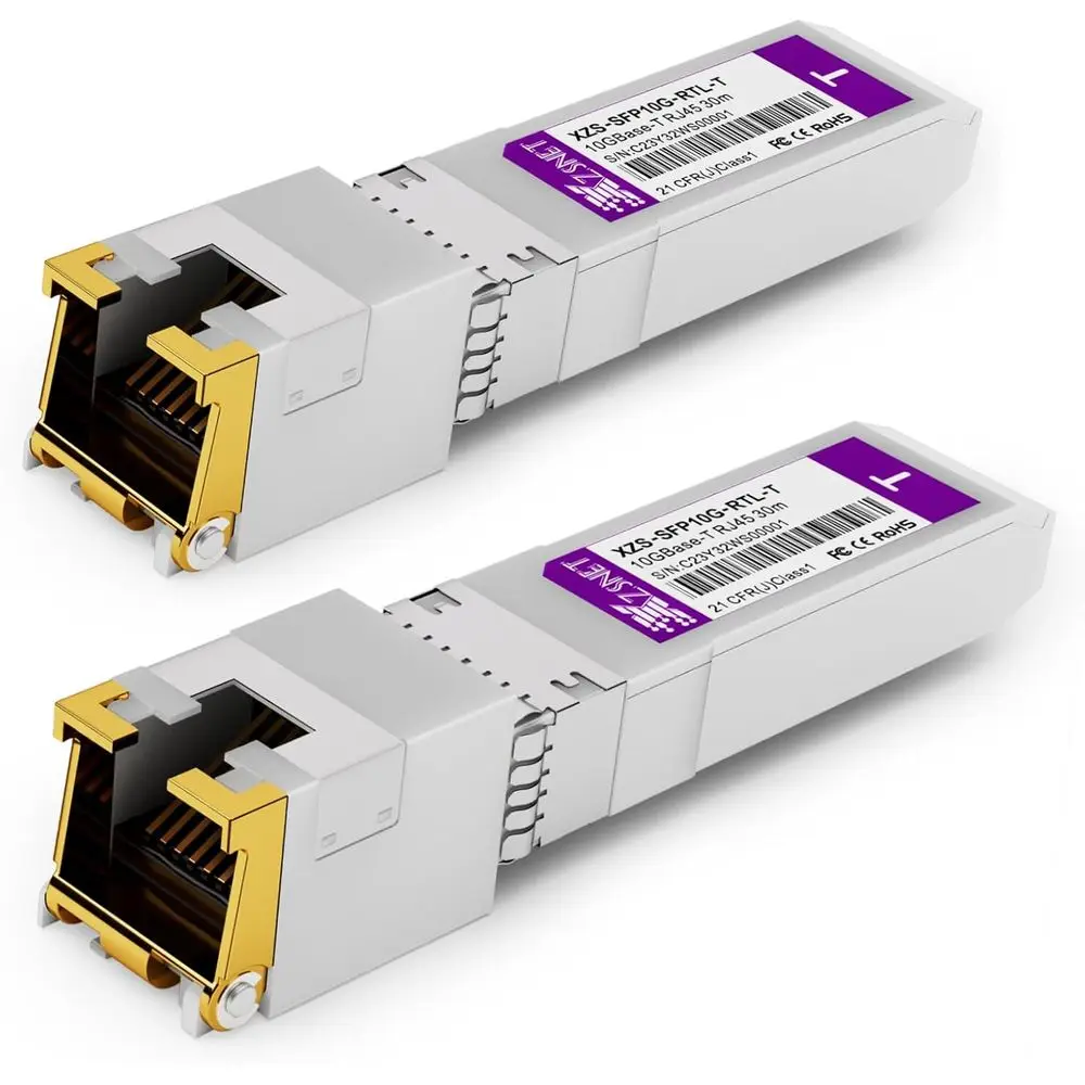 10G Multi-Rate Copper SP+ to RJ45 Transceiver, Compatible with Various Ethernet Devices, 2-Pack