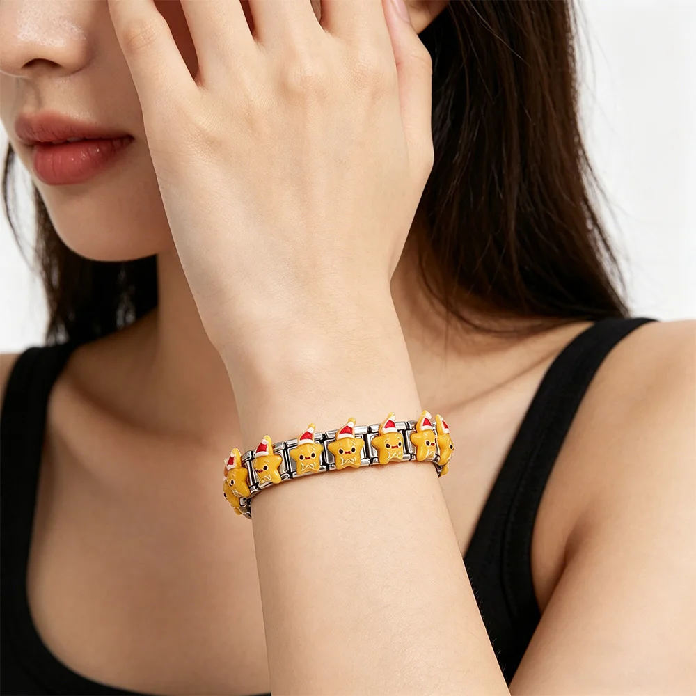 Y2K Hat-Wearing Yellow Stars Bears Italian Charm 9mm Module Elastic Stainless Steel Bracelets for Woman Men Party Bith Gift
Y2K Hat-Wearing Yellow Stars Bears Italian Charm 9mm Module Elastic Stainless Steel Bracelets for Woman Men Party Bith Gift