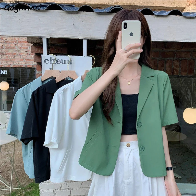 Short Sleeve Thin Blazers Women Straight Solid Crop Outwear Casual Clothing Single-breasted All-match New Korean Stylish Pockets
Short Sleeve Thin Blazers Women Straight Solid Crop Outwear Casual Clothing Single-breasted All-match New Korean Stylish Pockets