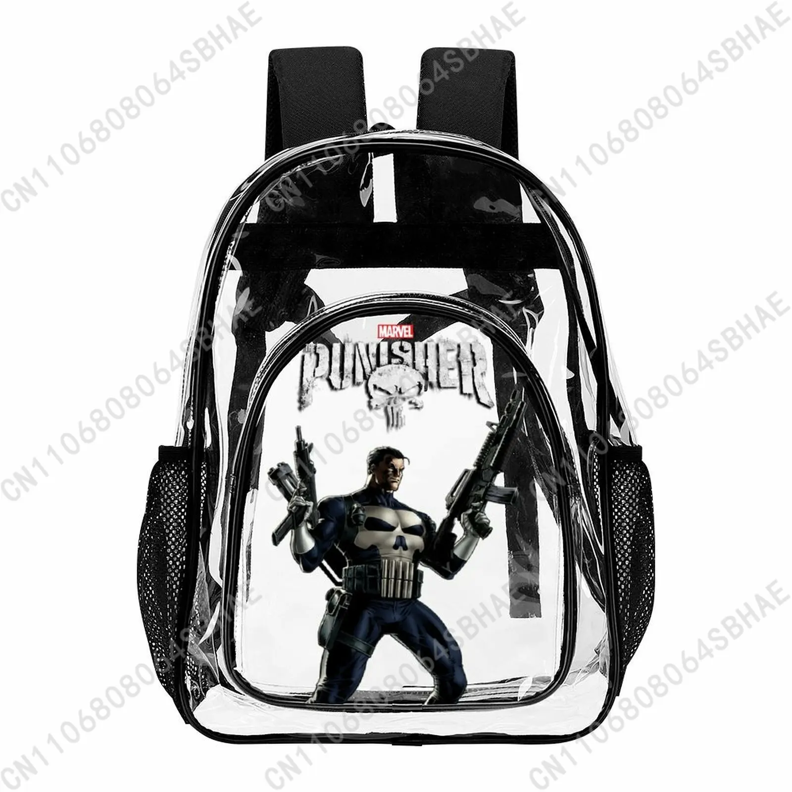 Прозрачный рюкзак Marvel The Punisher с сетчатым карманом, прозрачная сумка для книг для женщин и мужчин, водонепроницаемый рюкзак для школы, путешествий, подарок, косплей
Прозрачный рюкзак Marvel The Punisher с сетчатым карманом, прозрачная сумка для книг для женщин и мужчин, водонепроницаемый рюкзак для школы, путешествий, подарок, косплей