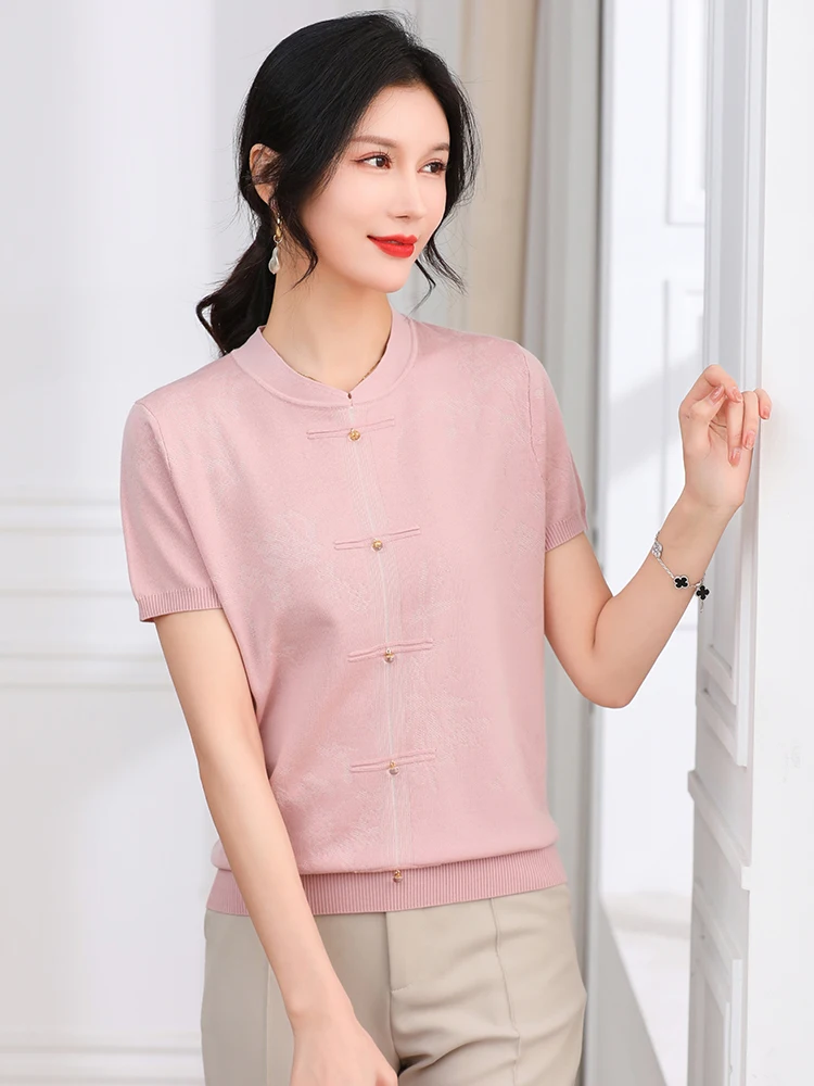 Summer Knitted T Shirt Women Sweater Pullovers Clothes For Women Tees Top Short Sleeve Casual Women's T-shirt
Summer Knitted T Shirt Women Sweater Pullovers Clothes For Women Tees Top Short Sleeve Casual Women's T-shirt