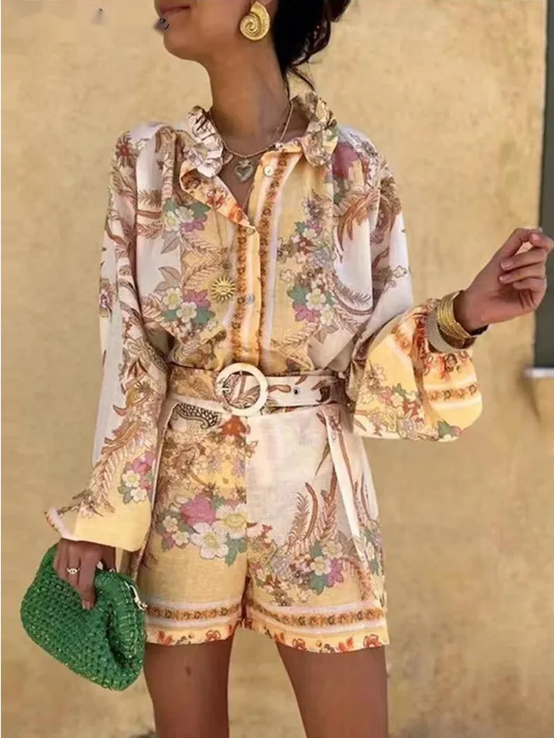Casual Print Tops Shorts Sets Women's Loose Stand Collar Lantern Sleeve Top High Waist Short Pant Summer Lady Vacation Suit M9IE
Casual Print Tops Shorts Sets Women's Loose Stand Collar Lantern Sleeve Top High Waist Short Pant Summer Lady Vacation Suit M9IE