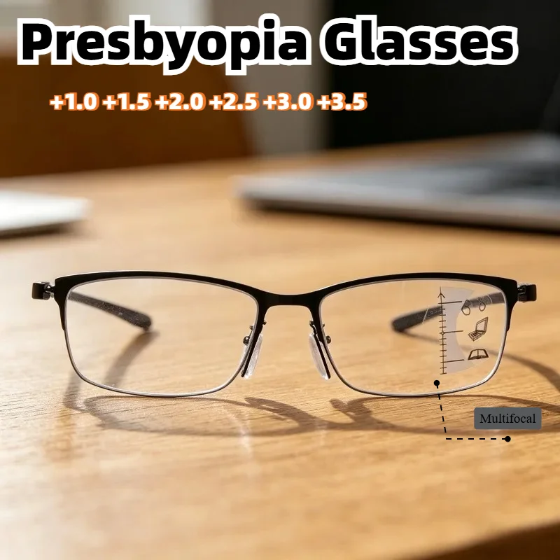 Black Half-Rim Multifocal Presbyopia Glasses Progressive Lenses +1.0 To +3.5 Diopters Anti Blue Light Eyeglasses for Men Women
Black Half-Rim Multifocal Presbyopia Glasses Progressive Lenses +1.0 To +3.5 Diopters Anti Blue Light Eyeglasses for Men Women