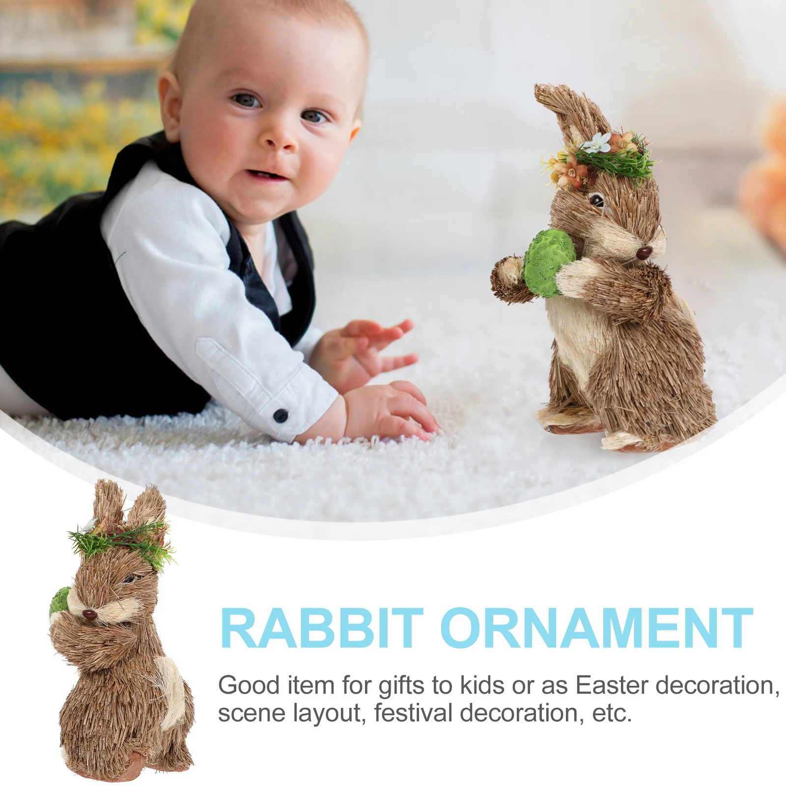 Straw Rabbit Decor Adorable Bunny Home Ornament Craft Decoration Mini Model Figurine Easter Gift Idea
Straw Rabbit Decor Adorable Bunny Home Ornament Craft Decoration Mini Model Figurine Easter Gift Idea