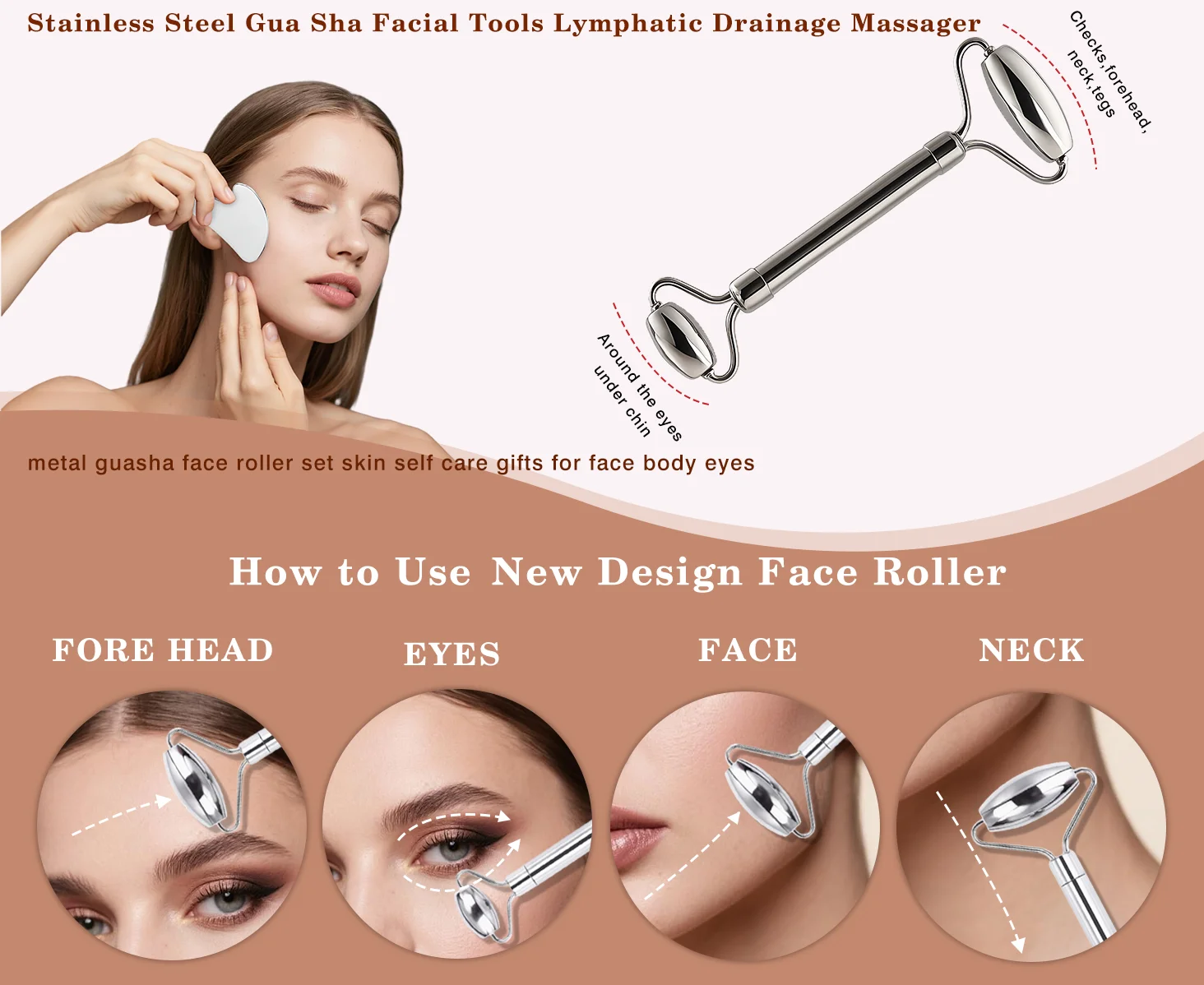 Stainless Steel Facial Body Massage Roller for Lymphatic Drainage Anti-Aging Skin Care Skin Tightening Reduce Puffiness Home Use
Stainless Steel Facial Body Massage Roller for Lymphatic Drainage Anti-Aging Skin Care Skin Tightening Reduce Puffiness Home Use