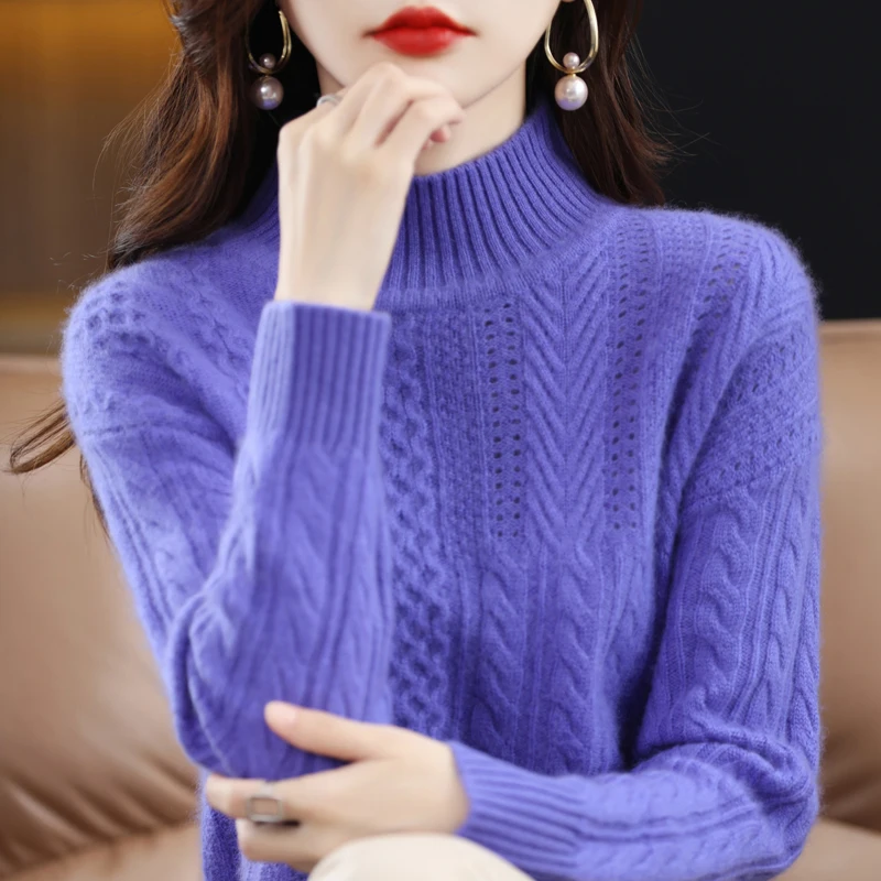 Woman New Cashmere Sweater High Neck Pullover 100% Pure Wool Casual Knit Tops Autumn Winter Plus Size Korean Female Jacket Warm
Woman New Cashmere Sweater High Neck Pullover 100% Pure Wool Casual Knit Tops Autumn Winter Plus Size Korean Female Jacket Warm