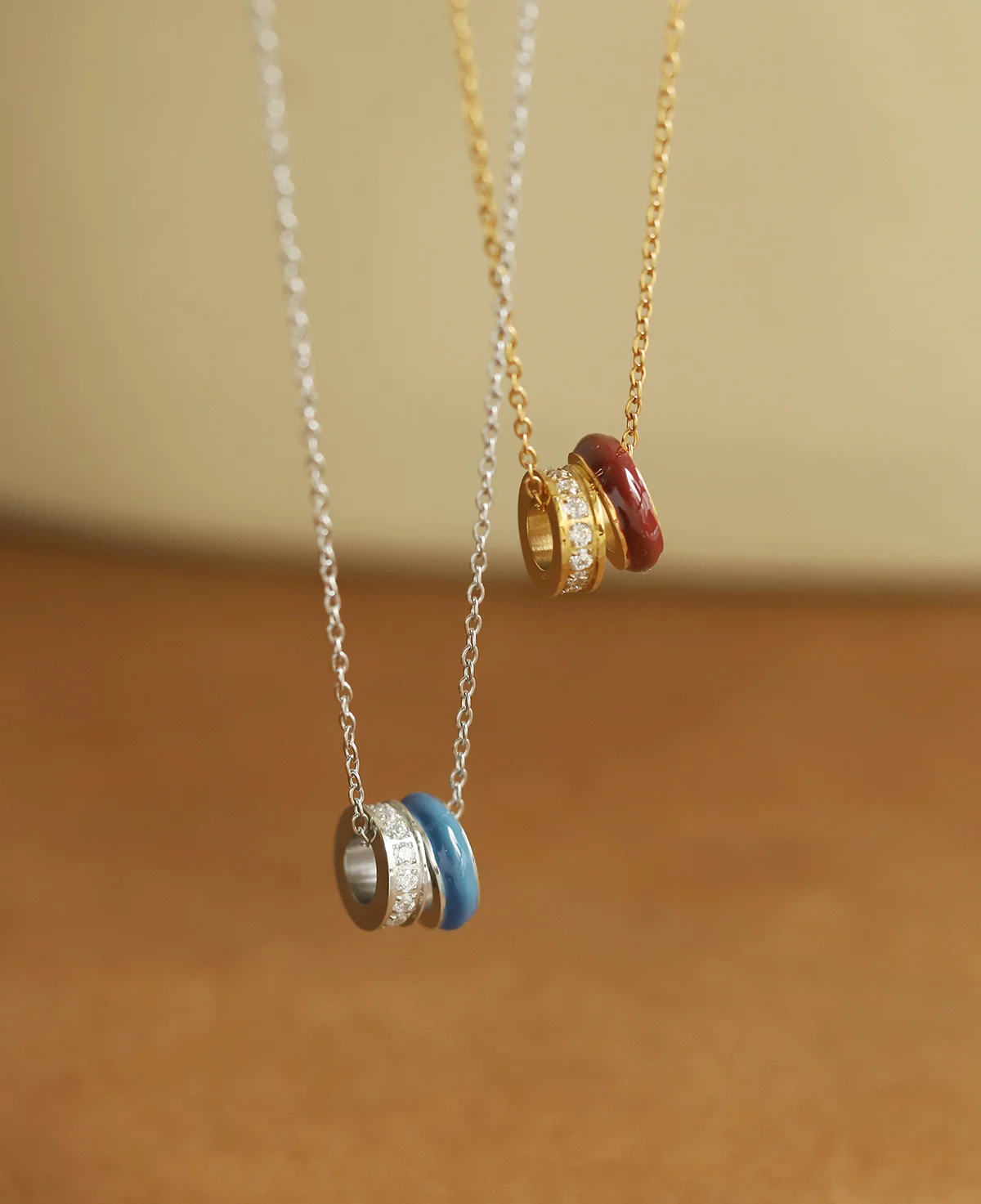 Classic Double Ring Stainless Steel Necklace Wine Red Enamel Zircon Pendant Lucky Charm Best Friend Gift
Classic Double Ring Stainless Steel Necklace Wine Red Enamel Zircon Pendant Lucky Charm Best Friend Gift