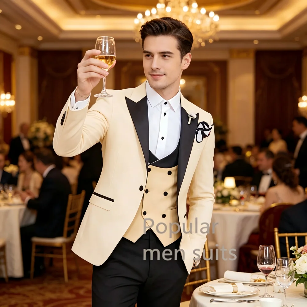 Novo 3-Piece Men's Formal Terno Business Suit with Notched Lapel Slim Fit Smoking Jacket Blazer for Wedding Party
Novo 3-Piece Men's Formal Terno Business Suit with Notched Lapel Slim Fit Smoking Jacket Blazer for Wedding Party