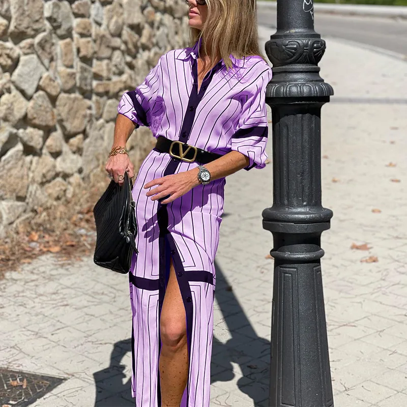 Wepbel Y2K Fashion Polo Collar Shirt Dress Women Single Breasted Long Sleeve Midi Striped Dress Loose Casual Casual Shirt Dress
Wepbel Y2K Fashion Polo Collar Shirt Dress Women Single Breasted Long Sleeve Midi Striped Dress Loose Casual Casual Shirt Dress