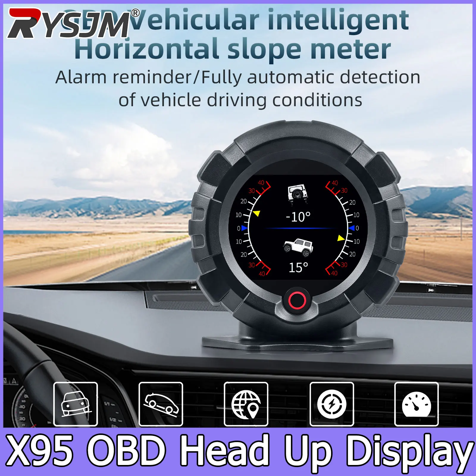 X95 OBD HUD Car 4x4 Inclinometer Provide Slope Angle Speed Satellite Timing Off-road Vehicle Accessories Multifunction Meter
X95 OBD HUD Car 4x4 Inclinometer Provide Slope Angle Speed Satellite Timing Off-road Vehicle Accessories Multifunction Meter
