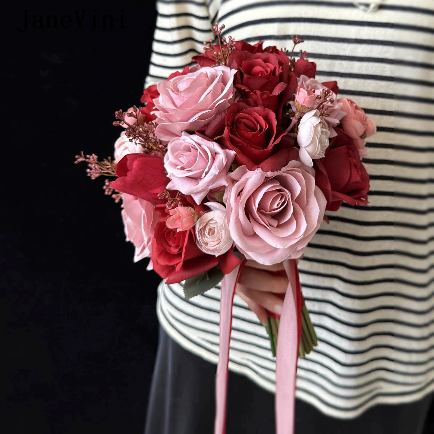JaneVini Vintage Blush Pink Red Roses Bride Flower Bouquet Wedding Artificial Fake Bridal Flowers Bouquet Ramos De Novia 2026
JaneVini Vintage Blush Pink Red Roses Bride Flower Bouquet Wedding Artificial Fake Bridal Flowers Bouquet Ramos De Novia 2026