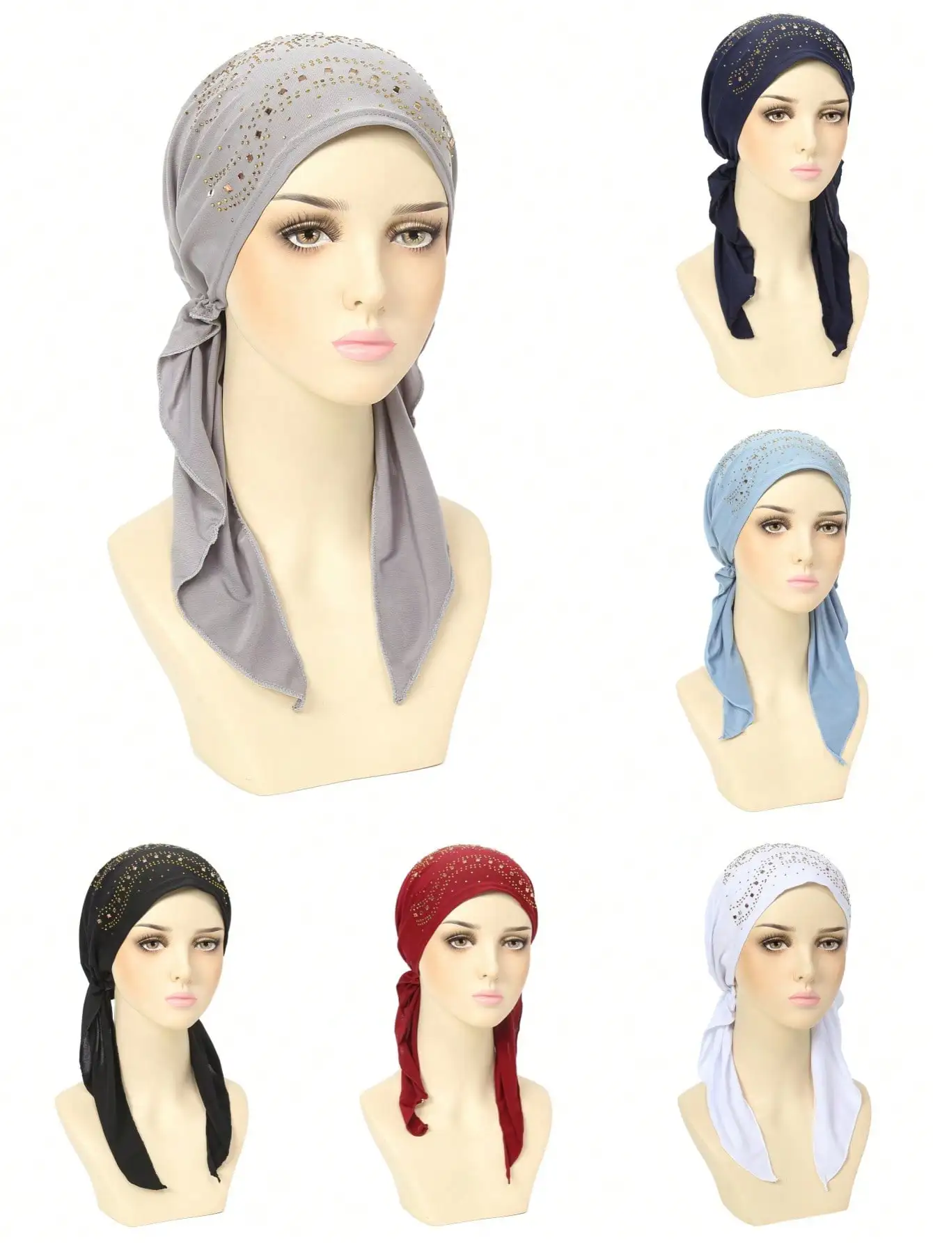 1pc New Rhinestone Decor Elastic Solid Color Women Turban Hat, Underscarf Cap For Abayas Women
1pc New Rhinestone Decor Elastic Solid Color Women Turban Hat, Underscarf Cap For Abayas Women