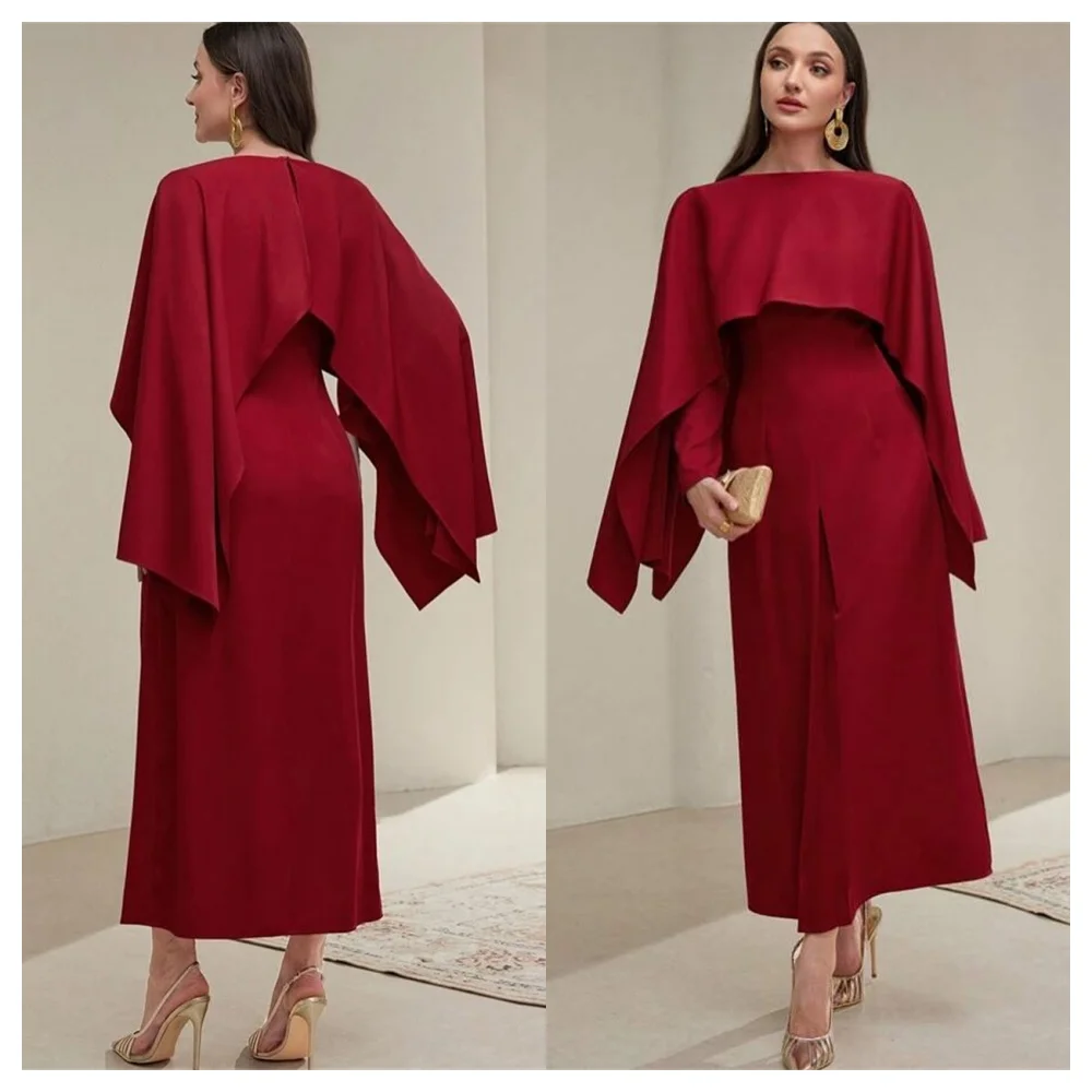 Customized Customized Simple Burgundy Satin Evening Dress Temperament Crew Neck Long Sleeves Party Dress High Quality Celebrity
Customized Customized Simple Burgundy Satin Evening Dress Temperament Crew Neck Long Sleeves Party Dress High Quality Celebrity