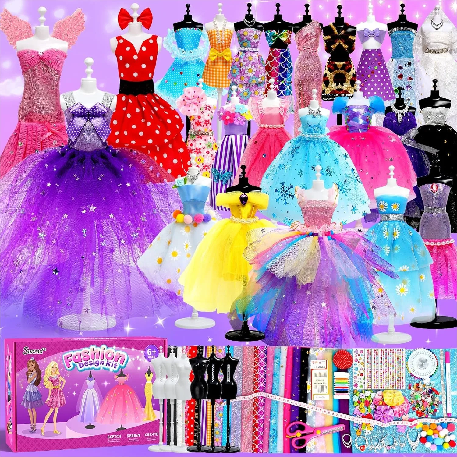 Fashion Designer Kit for Girls 1500+ PCS with 6 Mannequins, DIY Arts & Crafts Sewing Kit for Kids Doll Clothes Making, Birthday
Fashion Designer Kit for Girls 1500+ PCS with 6 Mannequins, DIY Arts & Crafts Sewing Kit for Kids Doll Clothes Making, Birthday