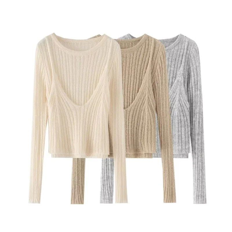 Loose Long Sve ort Knitted Sweater Spring Autumn Large Elastici Body ape Ins Sle Head Turnkey Set Women's Faion
Loose Long Sve ort Knitted Sweater Spring Autumn Large Elastici Body ape Ins Sle Head Turnkey Set Women's Faion