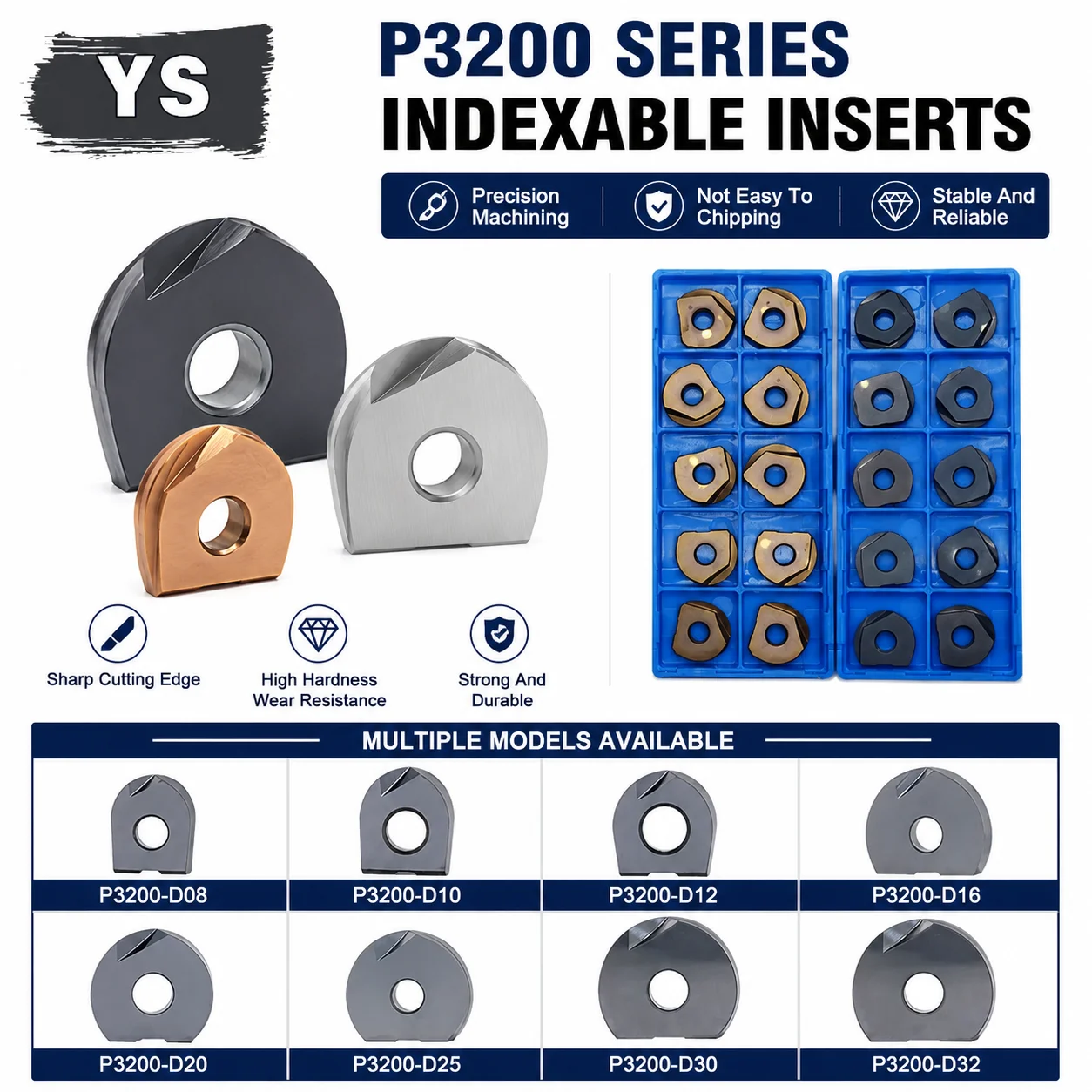 YS 10PCS P3200 Milling Inserts Compatible with T2139/BNM/ABPF Carbide Ball-nose Inserts, in Sizes D8 D10 D12 D16 D20 D25 R8 R10
YS 10PCS P3200 Milling Inserts Compatible with T2139/BNM/ABPF Carbide Ball-nose Inserts, in Sizes D8 D10 D12 D16 D20 D25 R8 R10