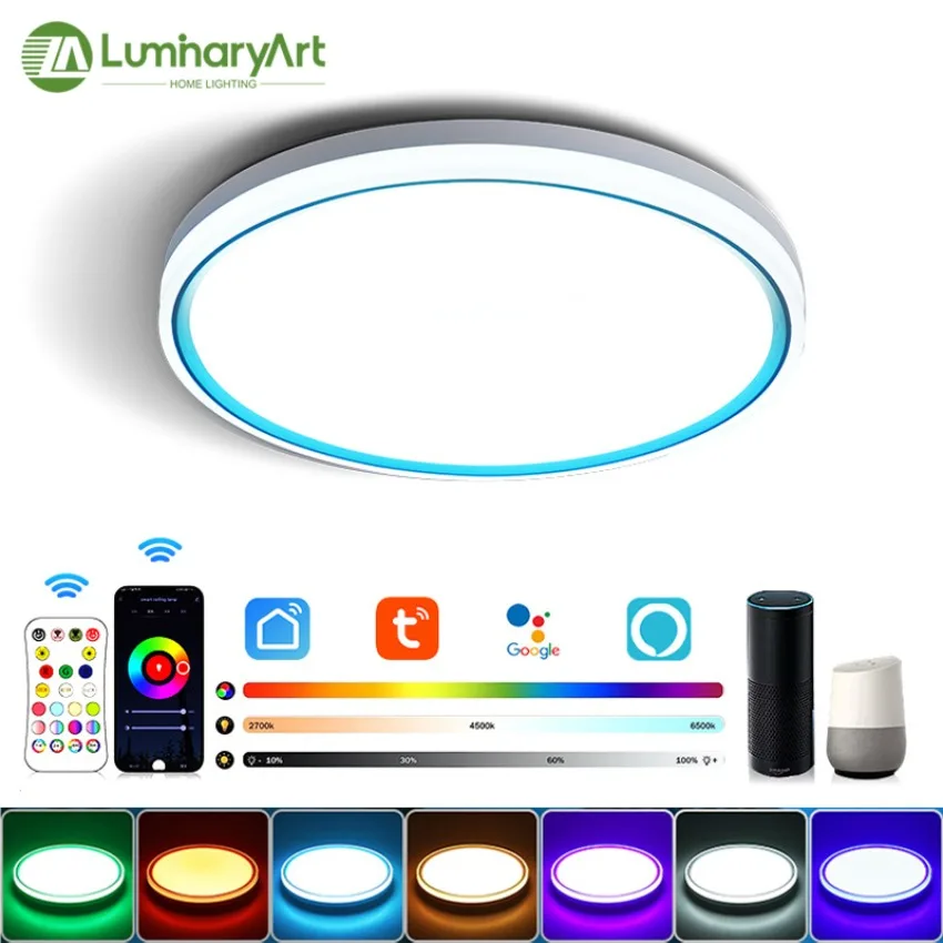 LED Intelligent Ceiling Light Tuya APP with Bluetooth WiFi RGB+CW Alexa Google Voice Control Living Room and Bedroom Lighting
LED Intelligent Ceiling Light Tuya APP with Bluetooth WiFi RGB+CW Alexa Google Voice Control Living Room and Bedroom Lighting