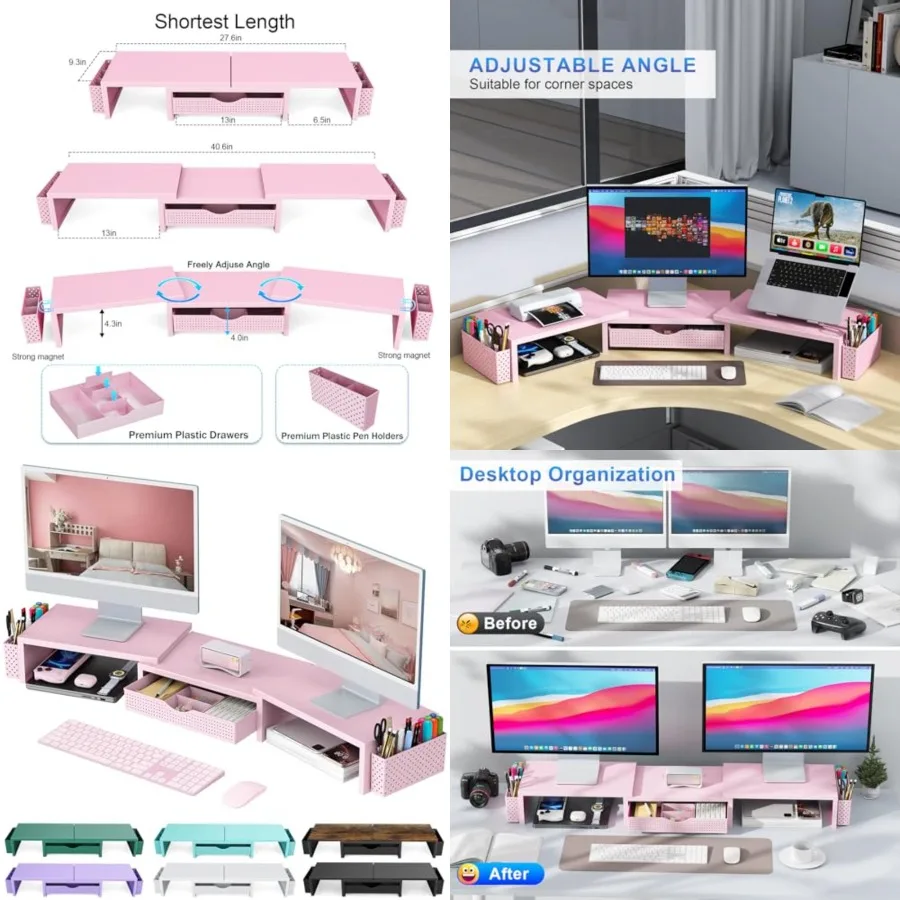 Dual Monitor Stand Riser, Desk Organizer With Drawer and 2 Pen Holders, Desk Organizers and Accessories, Office Supplies
Dual Monitor Stand Riser, Desk Organizer With Drawer and 2 Pen Holders, Desk Organizers and Accessories, Office Supplies